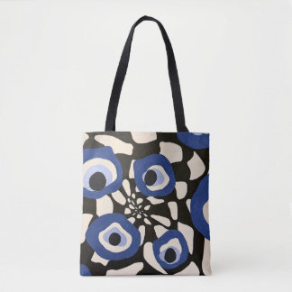 Abstract Black & White Pillow with Blue Vision Eye Tote Bag