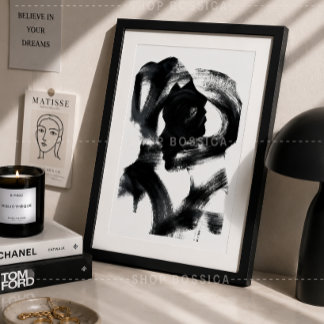 Abstract Black & White Poster Woman Silhouette