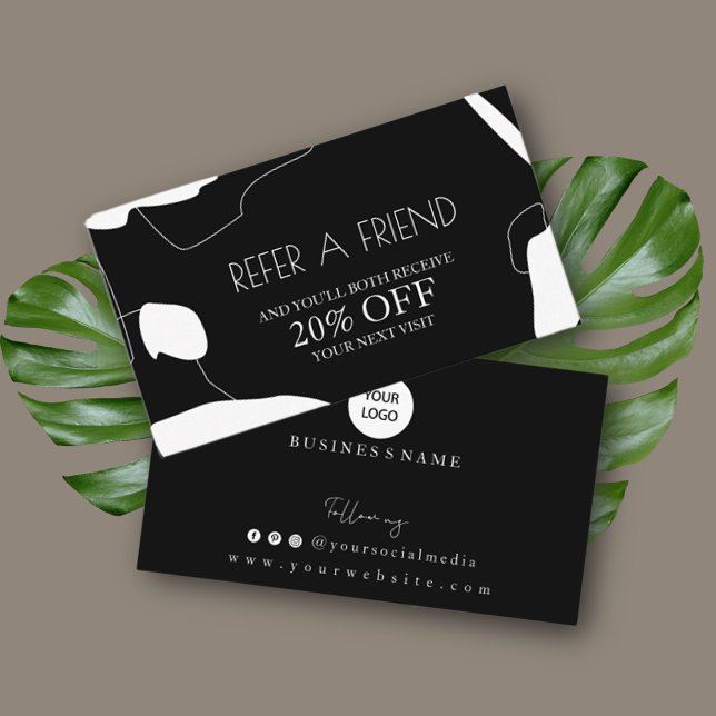 Abstract Black & White Referral Card Design (Creator Uploaded)