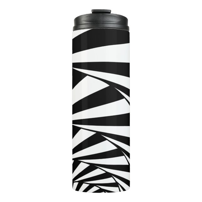 Abstract Black & White Swirl Spiral Stairway Art T Thermal Tumbler (Front)