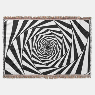Abstract Black & White Swirl Spiral Stairway Art Throw Blanket