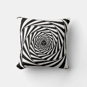Abstract Black & White Swirl Spiral Stairway Cushion