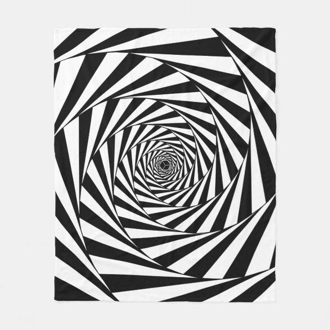 Abstract Black & White Swirl Spiral Stairway Fleece Blanket (Front)