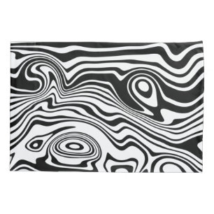 Abstract Black White Waves Pillow Case Your Colour