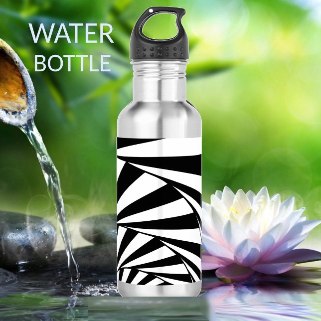 Abstract Black & White Wavy Lines Art 532 Ml Water Bottle (Creator Uploaded)
