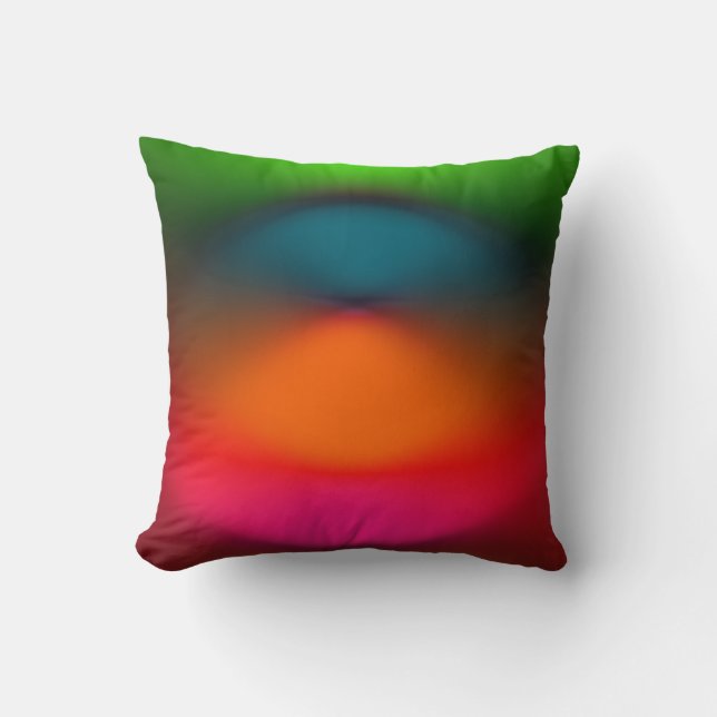 Abstract Blend of Green, Orange, Pink & Red Cushion (Front)