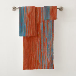 Abstract Blended Lines Red Blue Bath Towel Set