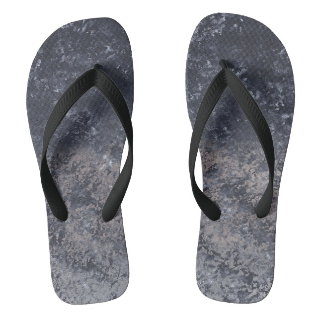 Abstract Blends Black Grey Tan White Flip Flops (Footbed)