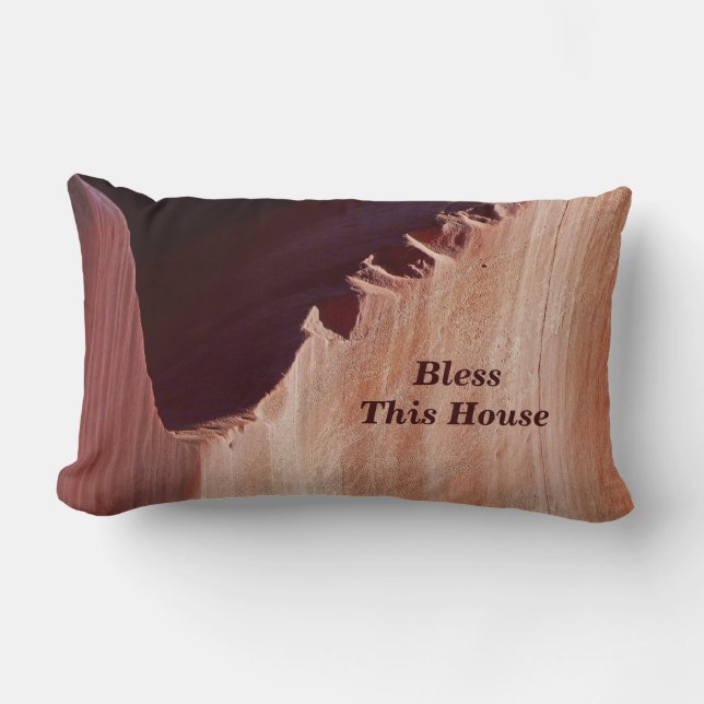Abstract Bless This House Southwest Red Pink Lumbar Cushion (Front)