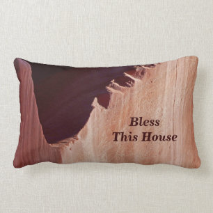 Abstract Bless This House Southwest Red Pink Lumbar Cushion