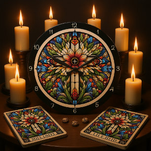 Abstract Bloom Cross Large Clock