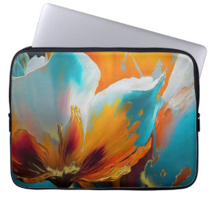 Abstract Bloom in Orange and Teal Laptop Sleeve