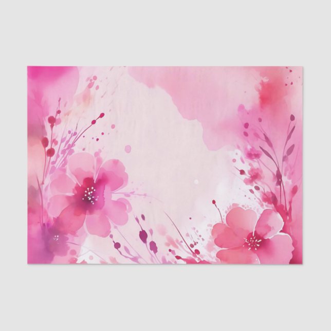 Abstract Blooming Watercolor Pink Tissue Paper (Front)