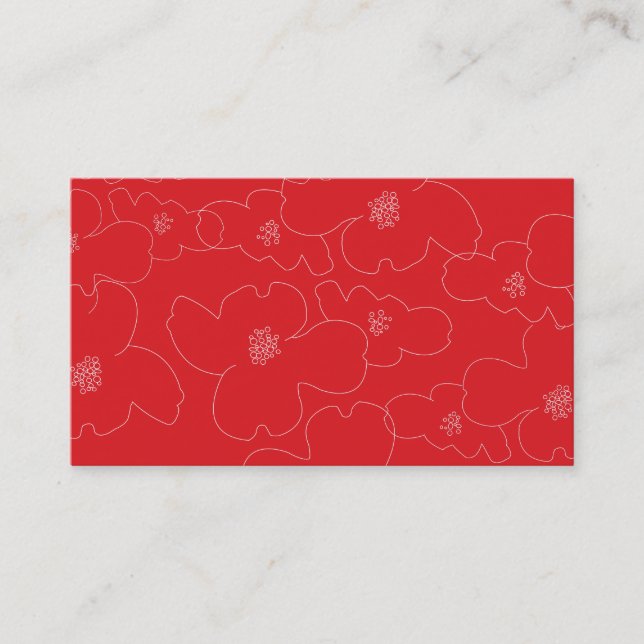 ABSTRACT BLOSSOMS RED/WHITE BUSINESS CARD (Front)