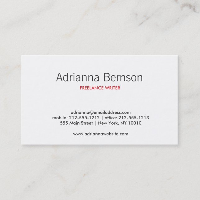 ABSTRACT BLOSSOMS WHITE/GRAY BUSINESS CARD (Front)