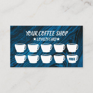 Abstract Blue Agate Coffee Cups Coffee Loyalty Card