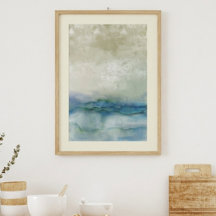 Abstract blue and beige ocean art
