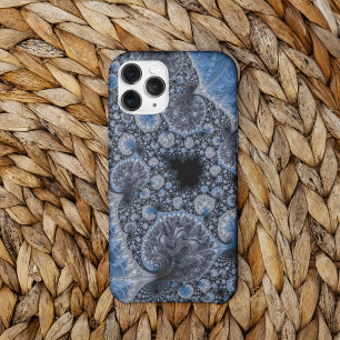 Abstract Blue and Black Intricate Fractal iPhone 13 Case