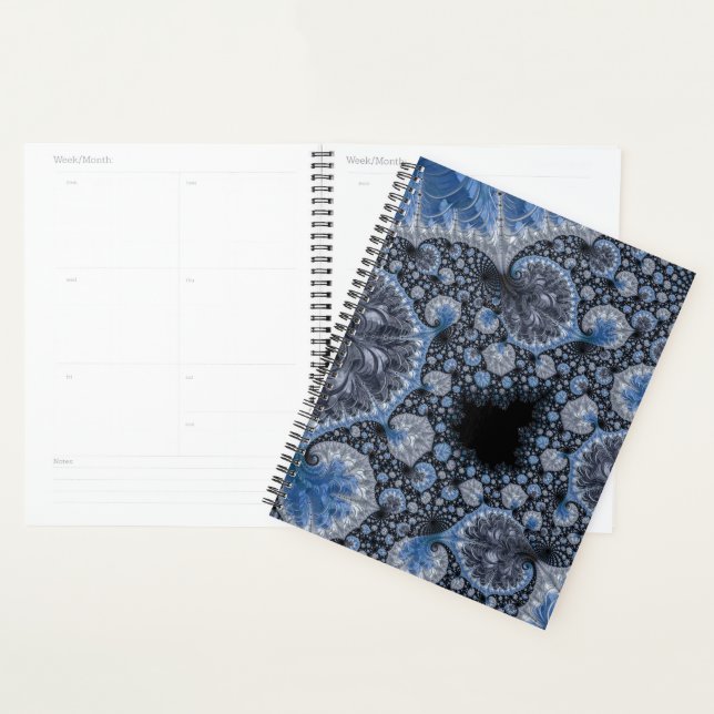 Abstract Blue and Black Intricate Fractal Planner (Display)