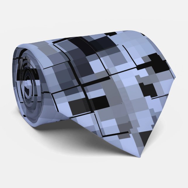 Abstract Blue and Black Tie (Rolled)