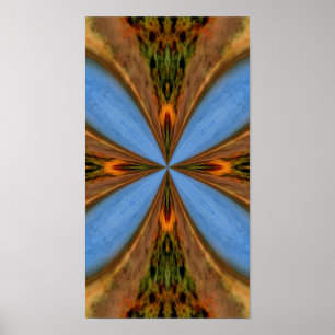 Abstract Blue And Brown Kaleidoscope Art Poster