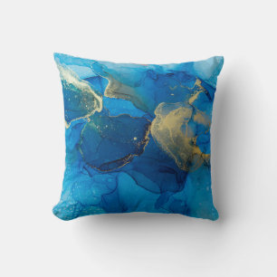 Abstract blue and gold fragment of colorful backgr cushion