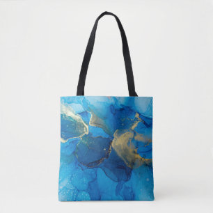 Abstract blue and gold fragment of colourful backg tote bag