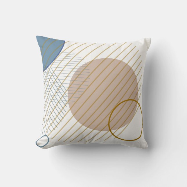 Abstract blue and gold throw pillow (Front)