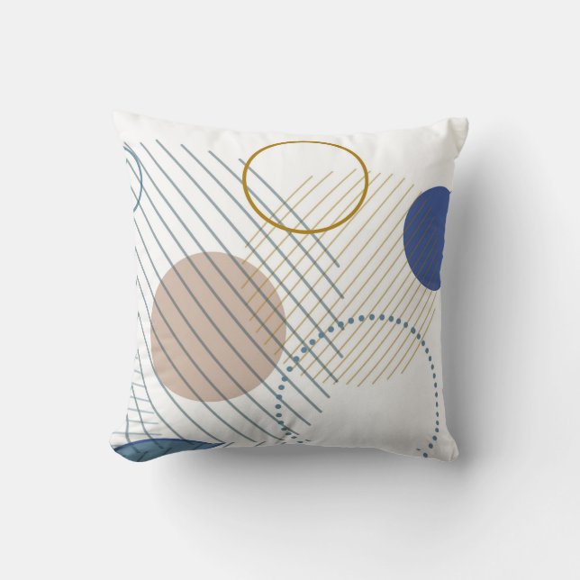 Abstract blue and gold throw pillow (Front)