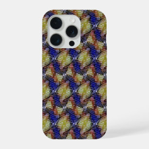 Abstract blue and gold wave geometric pattern 1299 iPhone 15 pro case