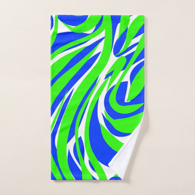 Abstract blue and green swirl bath towel set (Hand Towel)