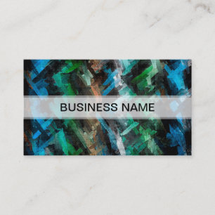 Abstract Blue and Green Watercolor Pattern Business Card