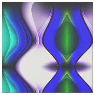 Abstract Blue and Green Waves Fabric