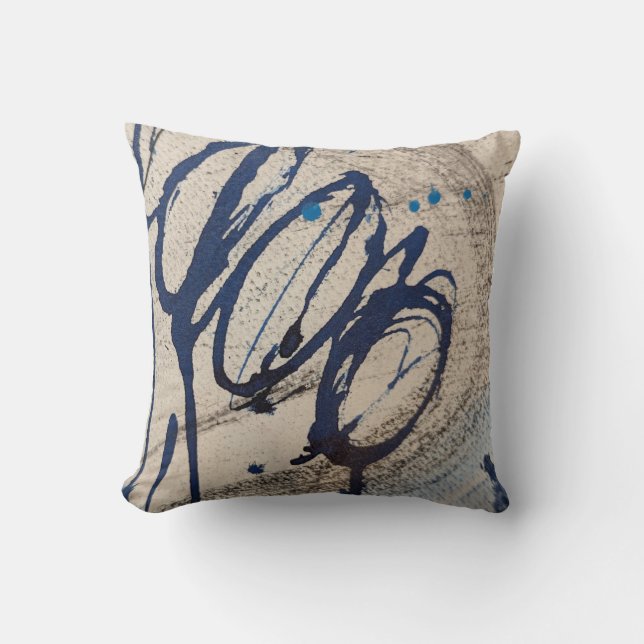 Abstract Blue and Grey 000  Cushion (Front)