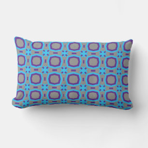 Abstract Blue and Grey Pattern with Polygons Lumbar Cushion