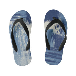 Abstract Blue and Ivory Kid's Thongs