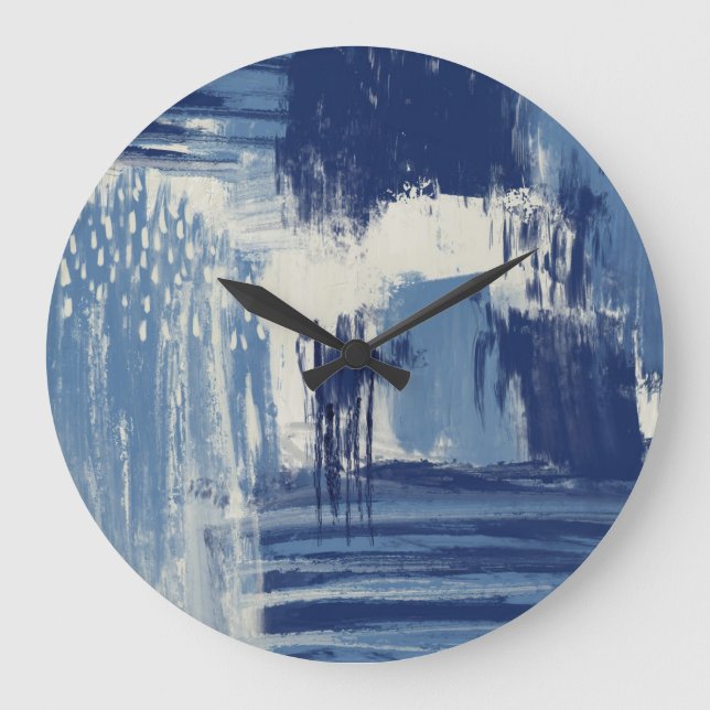 Abstract Blue and Ivory Large Clock (Front)