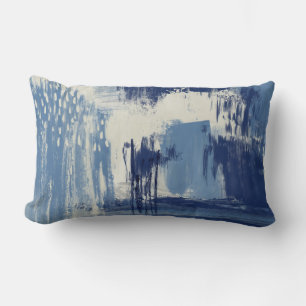Abstract Blue and Ivory Lumbar Cushion