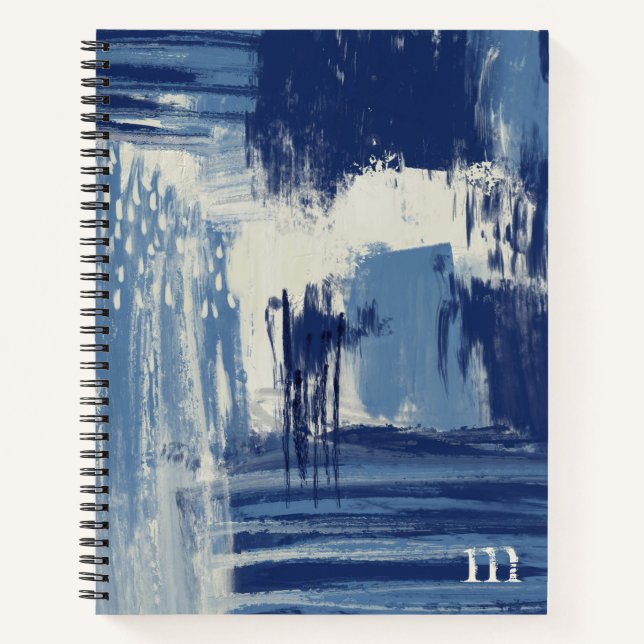 Abstract Blue and Ivory Notebook (Front)