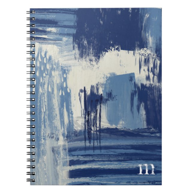 Abstract Blue and Ivory Photo Notebook (Front)