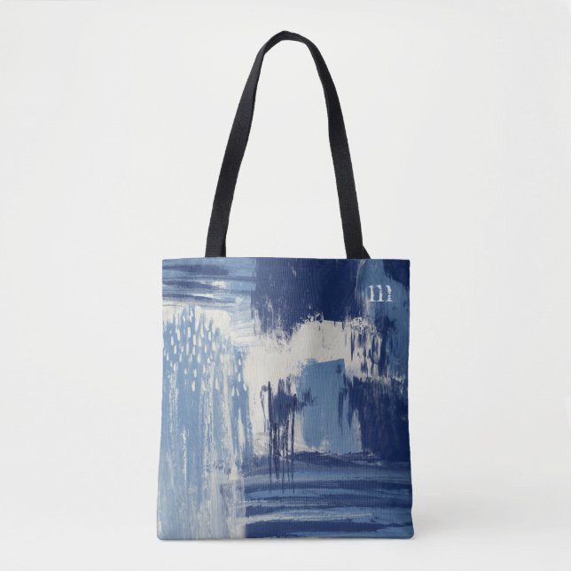 Abstract Blue and Ivory Tote Bag (Front)
