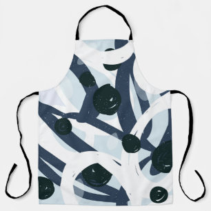 Abstract blue and navy brushstrokes painting illus apron