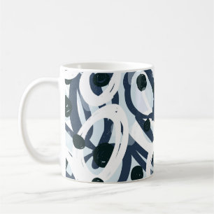 Abstract blue and navy brushstrokes painting illus coffee mug