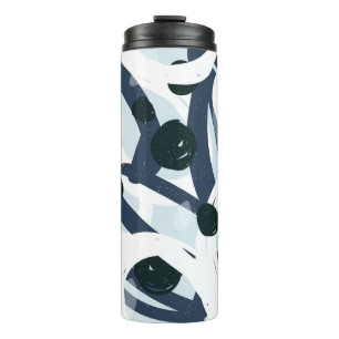 Abstract blue and navy brushstrokes painting illus thermal tumbler