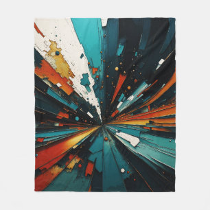 Abstract Blue And Orange 607 Fleece Blanket