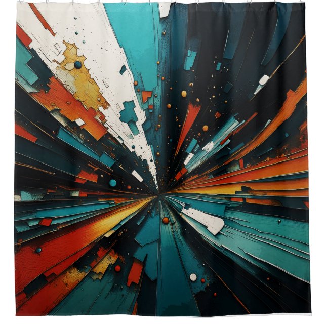 Abstract Blue And Orange 607 Shower Curtain (Front)