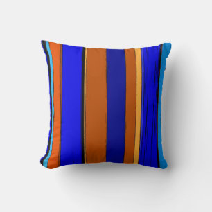 Abstract Blue And Orange 930 - Vertical Stripes Cushion