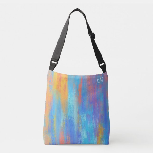 Abstract Blue and Orange Crossbody Bag (Front)