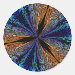 Abstract Blue and Orange Fractal Pattern Design Classic Round Sticker
