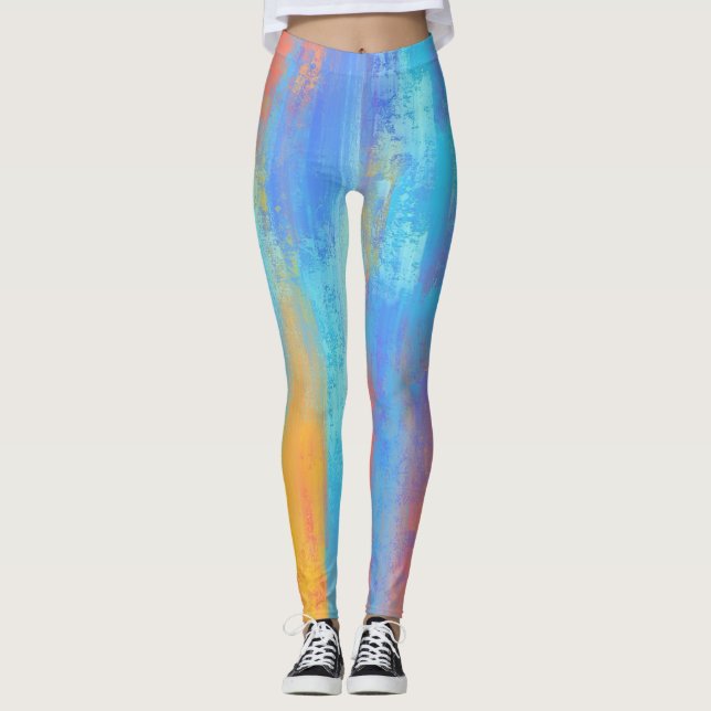 Abstract Blue and Orange Leggings (Front)